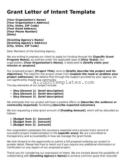 Valid Grant Letter of Intent Template