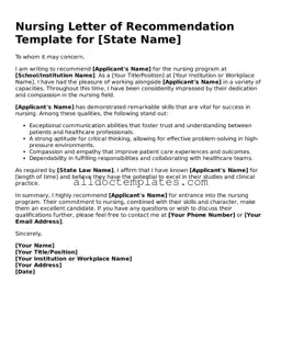 Valid Nursing Letter of Recommendation Template
