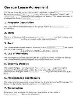 Valid Garage Lease Agreement Template