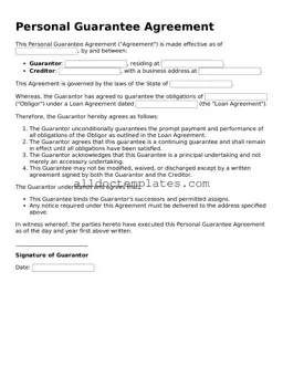 Valid Personal Guarantee Template