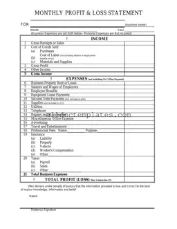 Fill in a Valid Profit And Loss Form