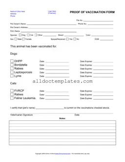 Fill in a Valid Proof Of Vaccination Dog Form