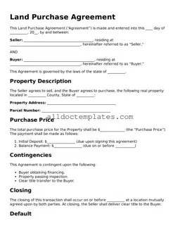 Valid Land Purchase Agreement Template