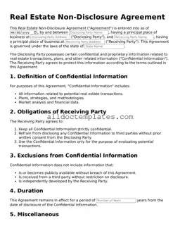 Valid Real Estate Non-Disclosure Agreement Template