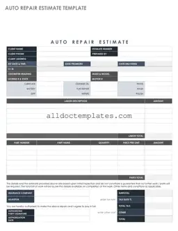 Fill in a Valid Auto Repair Estimate Form
