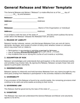 Valid General Release and Waiver Template