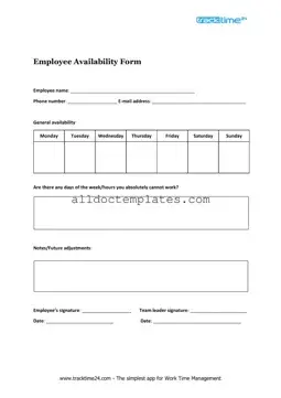 Fill in a Valid Employee Availability Form