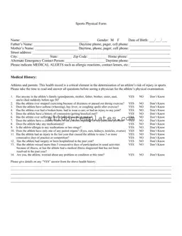 Fill in a Valid Sports Physical Form