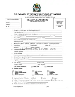 Fill in a Valid Tanzania Visa Applicaiton Form