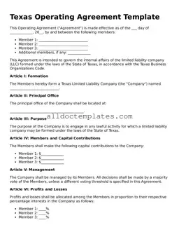 Free Operating Agreement Document for Texas State