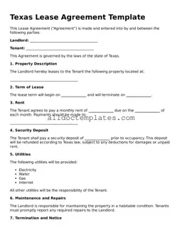 Free Lease Agreement Document for Texas State