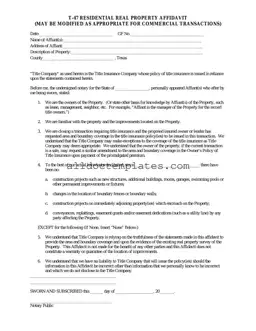 Fill in a Valid Texas residential property affidavit T-47 Form