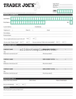 Fill in a Valid Trader Joe's application Form