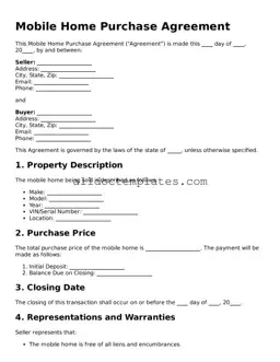 Valid Mobile Home Purchase Agreement Template