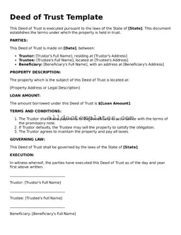 Valid Deed of Trust Template