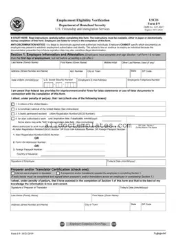 Fill in a Valid USCIS I-9 Form