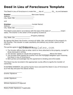 Valid Deed in Lieu of Foreclosure Template