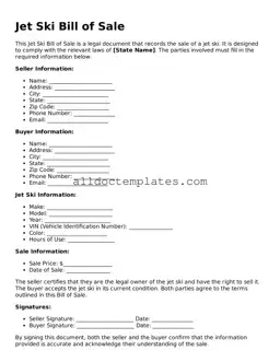 Valid Jet Ski Bill of Sale Template