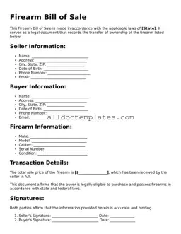 Valid Firearm Bill of Sale Template
