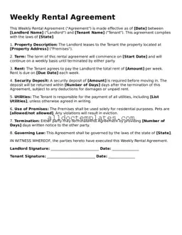 Valid Weekly Rental Agreement Template