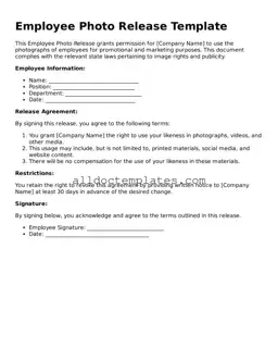 Valid Employee Photo Release Template