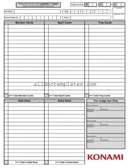 Fill in a Valid Konami Decklist Form