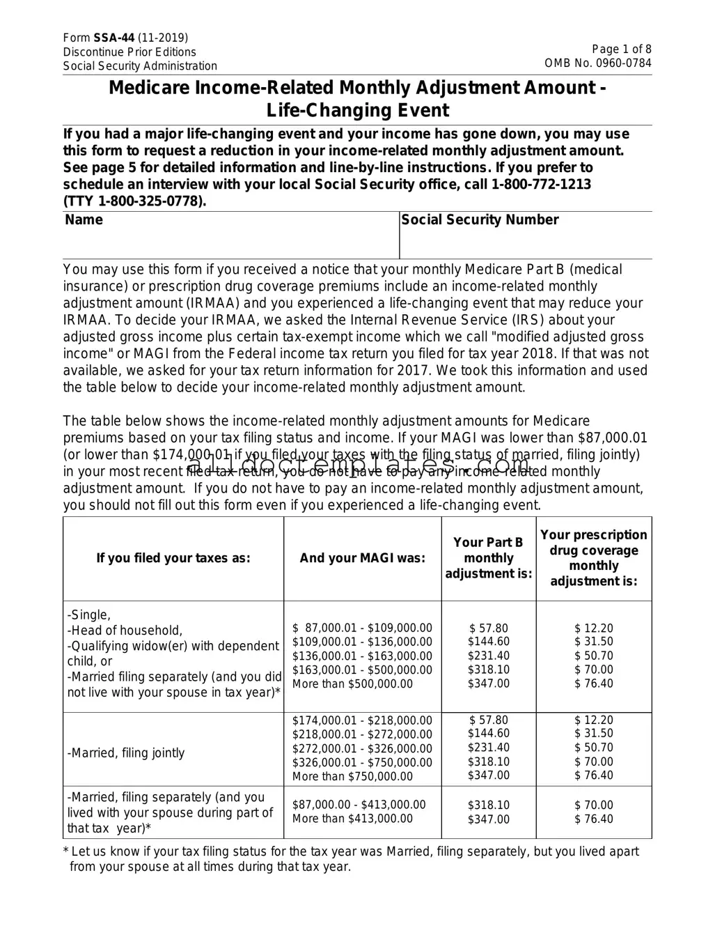Fill in a Valid SSA SSA-44 Form