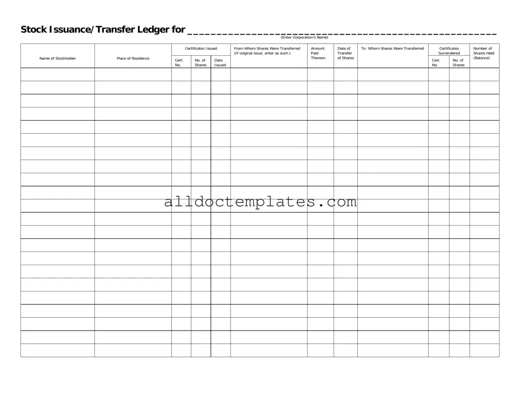Fill in a Valid Stock Transfer Ledger Form
