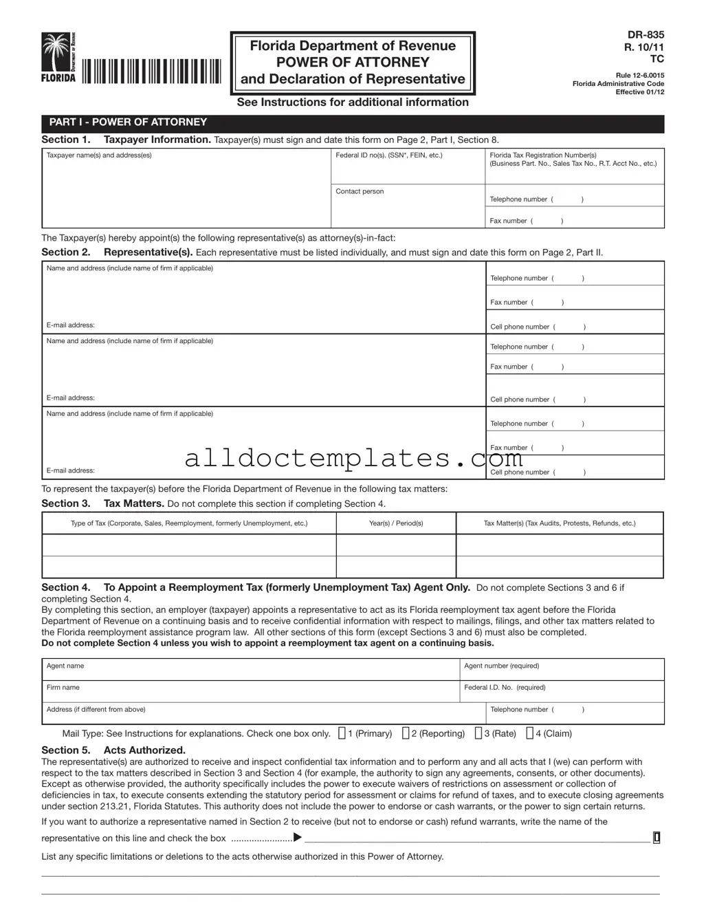 Fill in a Valid Tax POA dr 835 Form