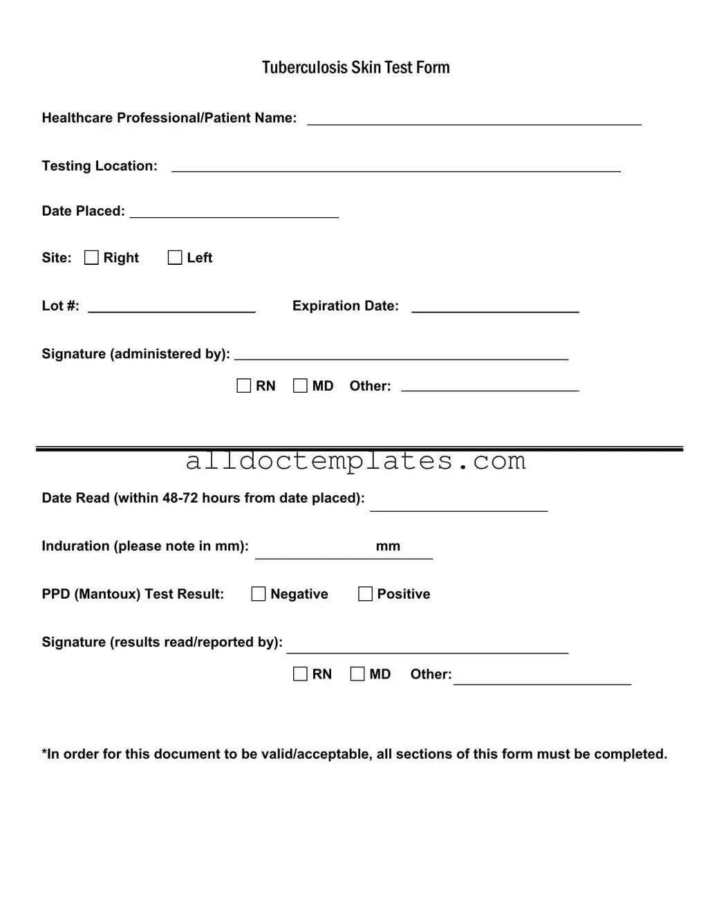 Fill in a Valid Tb Test Form