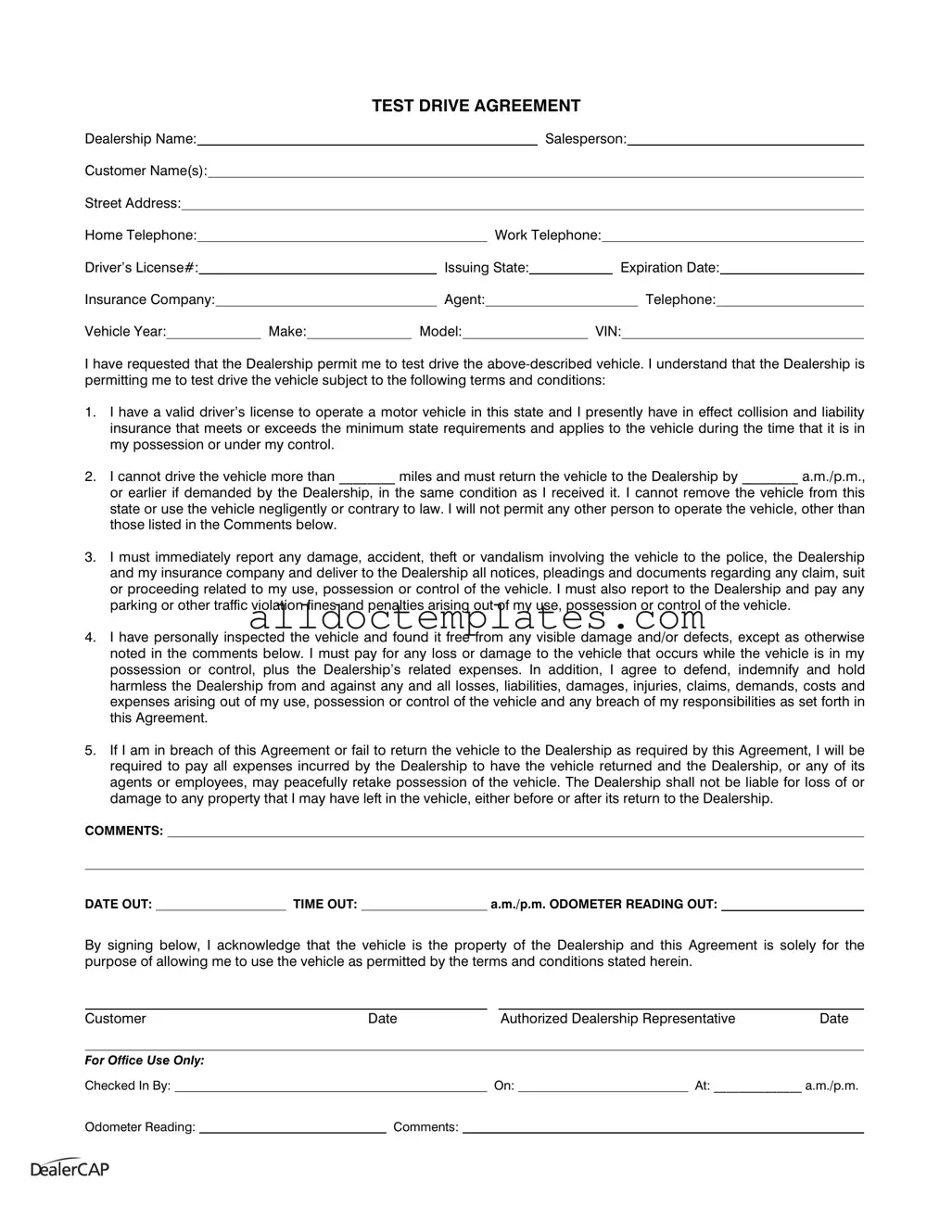 Fill in a Valid Test Drive Form