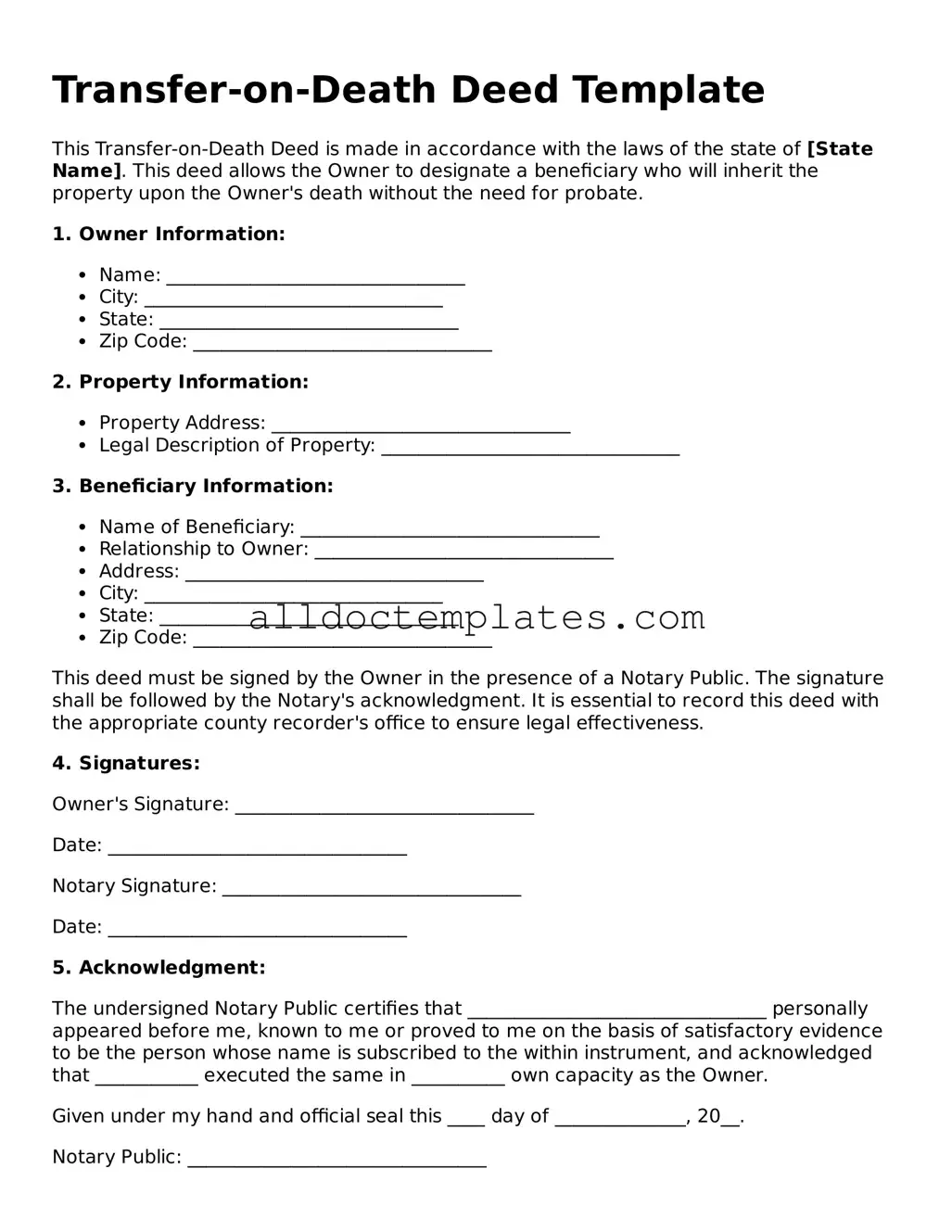 Valid Transfer-on-Death Deed Template