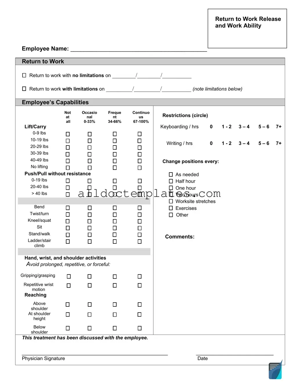 Fill in a Valid Work Release Form